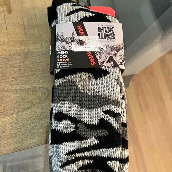 Muk Luks heat retainers Black and Gray Camouflage Socks slippers - Picture 1 of 2
